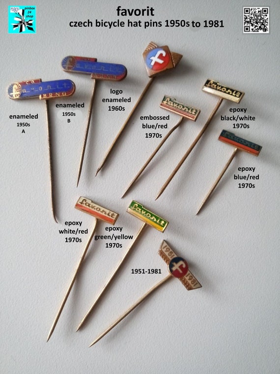 favorit BRNO (bicycles Czechoslovakia) enameled pins 1950s-1980s select now!