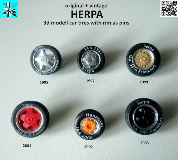 HERPA 3d model car tires with rims as pins from IAA 1995 - 2003 - select IAA special edition