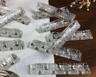 12 crystal KNIFE RESTS/French vintage/set of 12 cutlery holders lead CRYSTAL 24% pbo/elegance in the French tableware