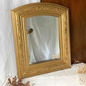 Louis Philippe WALL MIRROR/GOLDEN wood frame with lily of the valley flower motif/French antique/1900 wall mirror or to place on mantelpiece