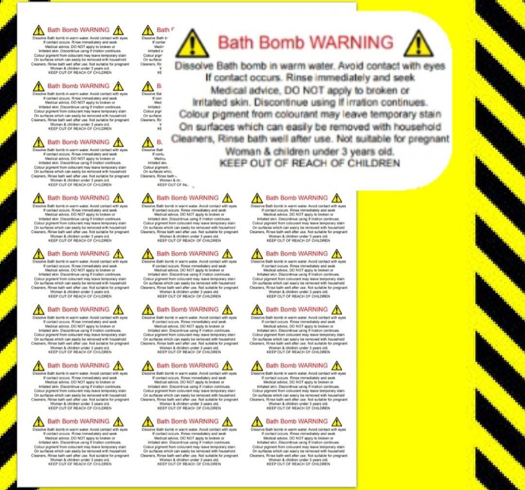 Bath bomb warning label
