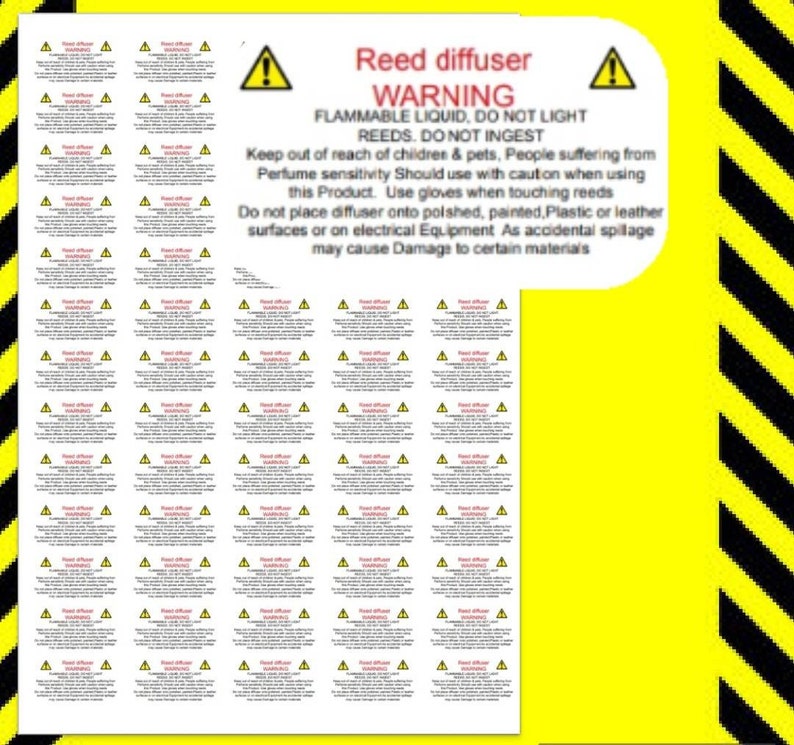 Reed Diffuser Safety Warning Labels Warning Stickers Sheet Etsy UK