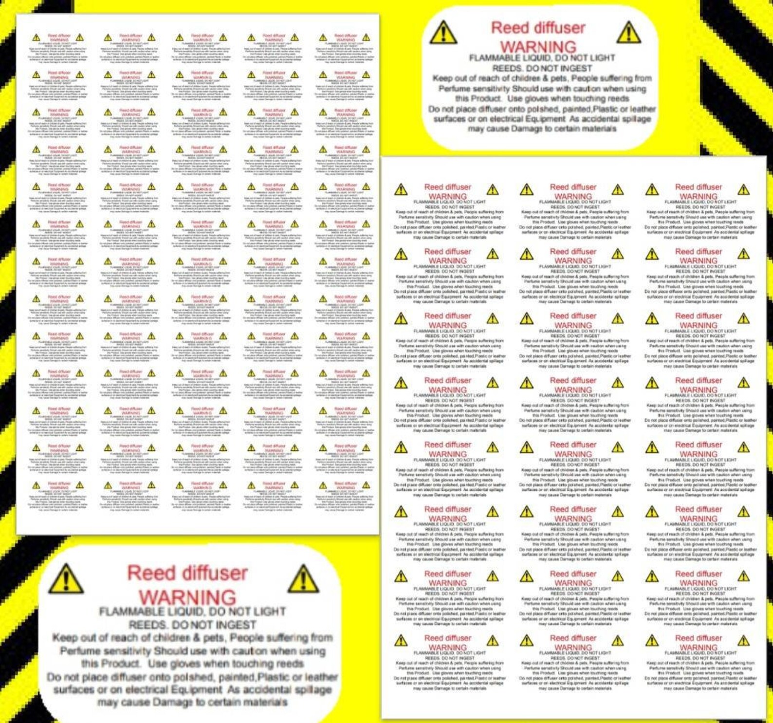 Reed Diffuser Safety Warning Labels Warning Stickers Sheet Etsy UK
