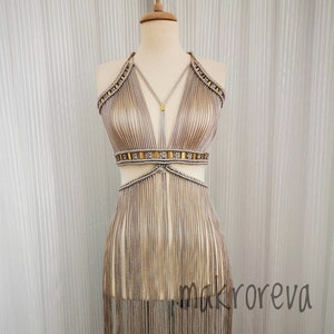 macrame dress , birthday dress , shiny material , crazy party dress , festival dress , dark beige dress , boho dress , burnungman
