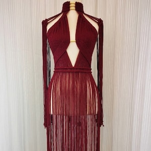 FESTİVAL dress, noel costume , macrame dress , birthday dress , party dress , festival dress , fringed dress , red dress , burnungman