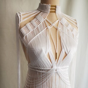 White dress, macrame , Bachelorette , Bridal gown , macrame dress , halloween, birthday dress , party dress , festival dress , burnungman