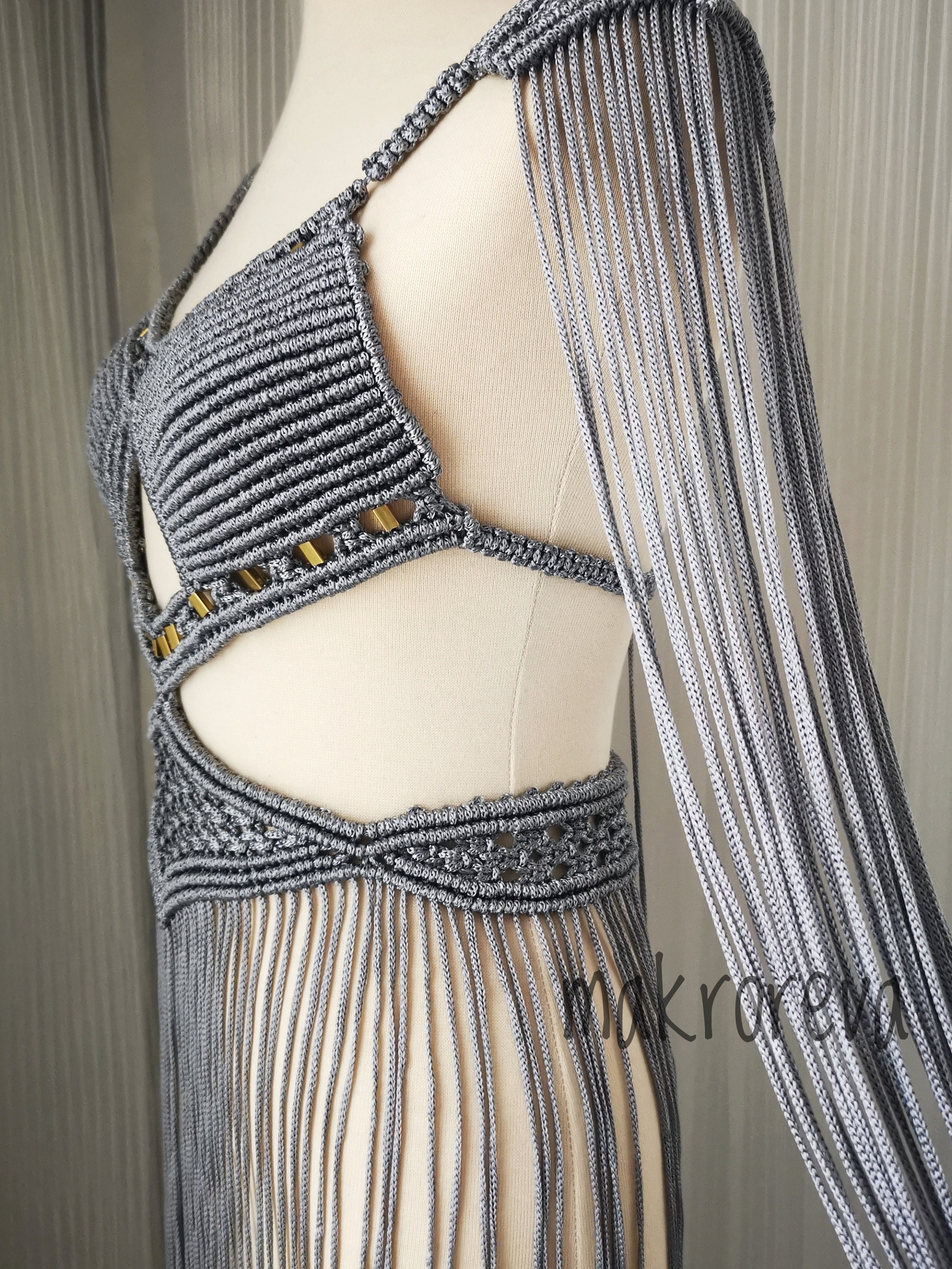 ワンピース RUBATI Macrame Dress VANDYKE BROWN Macrame Dress , Birthday Dress , Shiny Material , Crazy