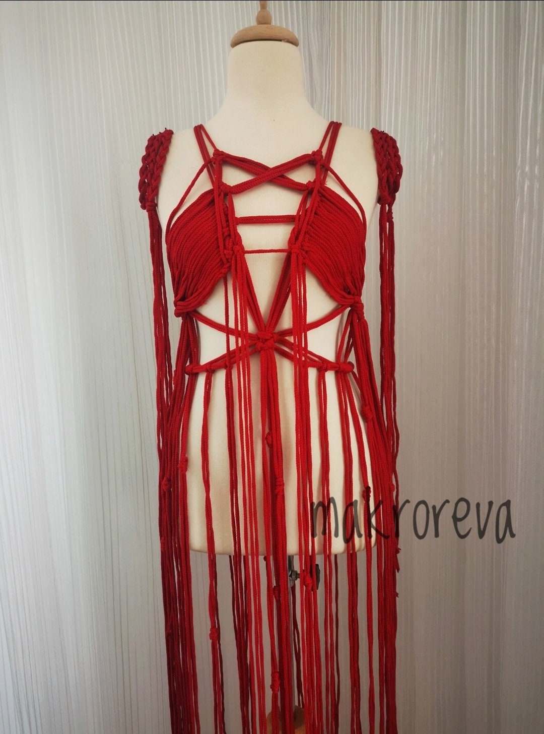 red rope dress PrettyLittleThing Women's Contrast Flower Rope Detail Crochet Knit Mini Dress in Red