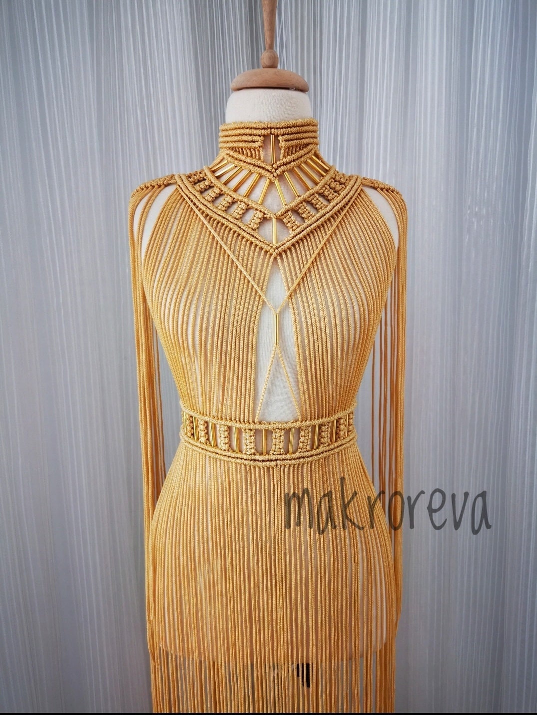 パーティードレス Fringed Macrame Dress Macrame Dress , Birthday Dress , Shiny Material , Crazy