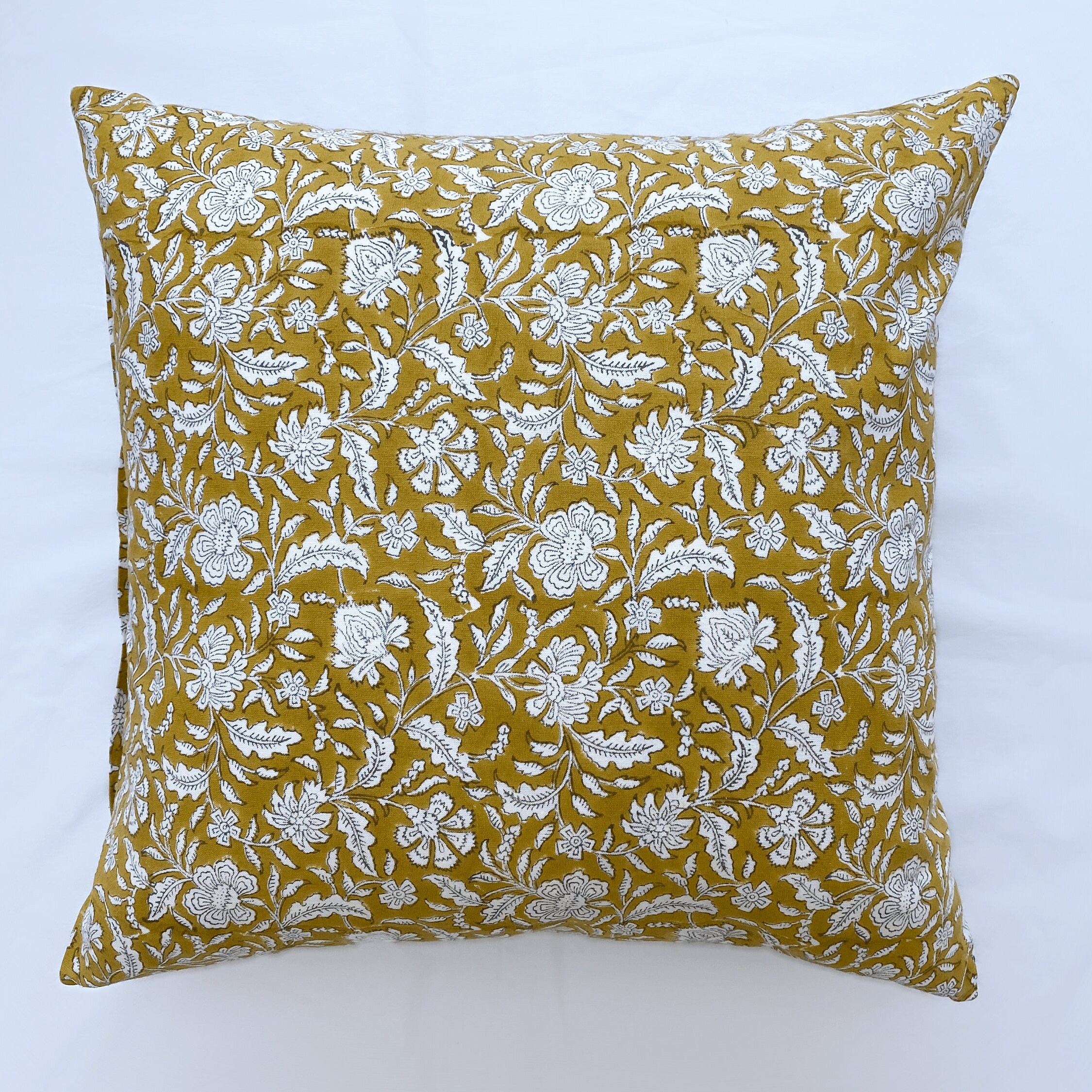 Mustard Cushion Floral Handmade Hand Block Print Etsy