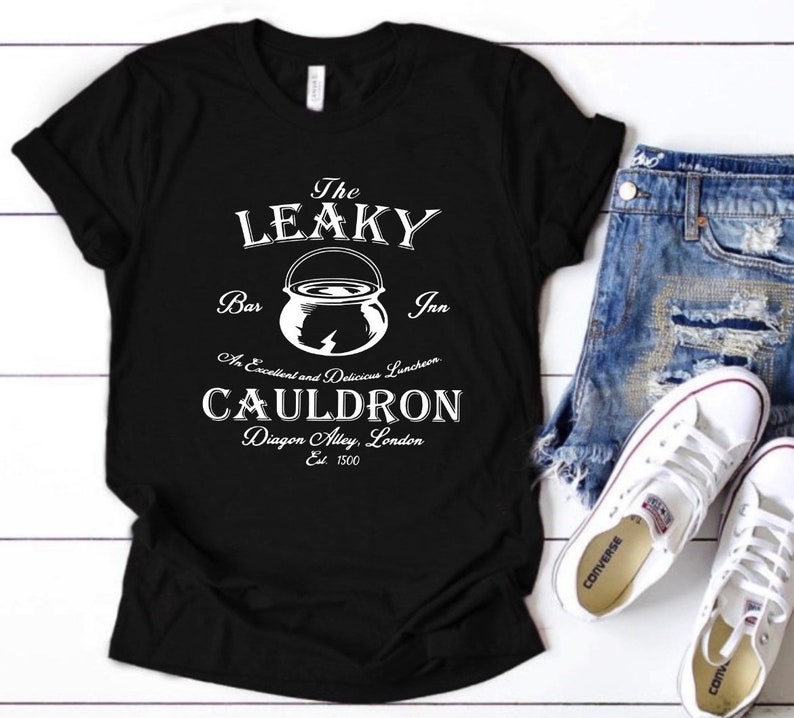 Leaky Cauldron, Wizard Shop, Wizard Shirt, Wizard world shirt, book reading magic shirt, bookish shirt, family vacation Black