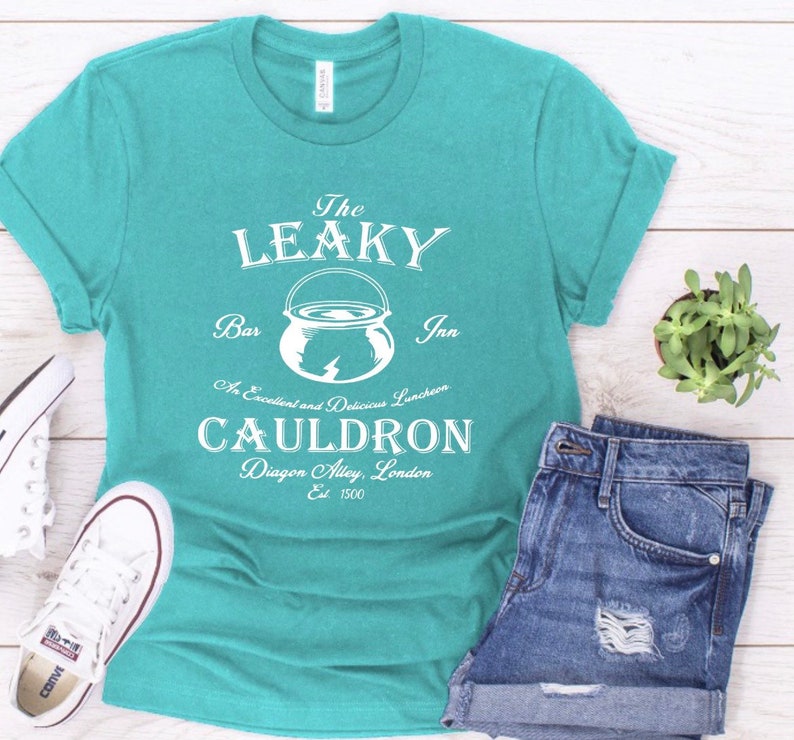 Leaky Cauldron, Wizard Shop, Wizard Shirt, Wizard world shirt, book reading magic shirt, bookish shirt, family vacation Bright Teal