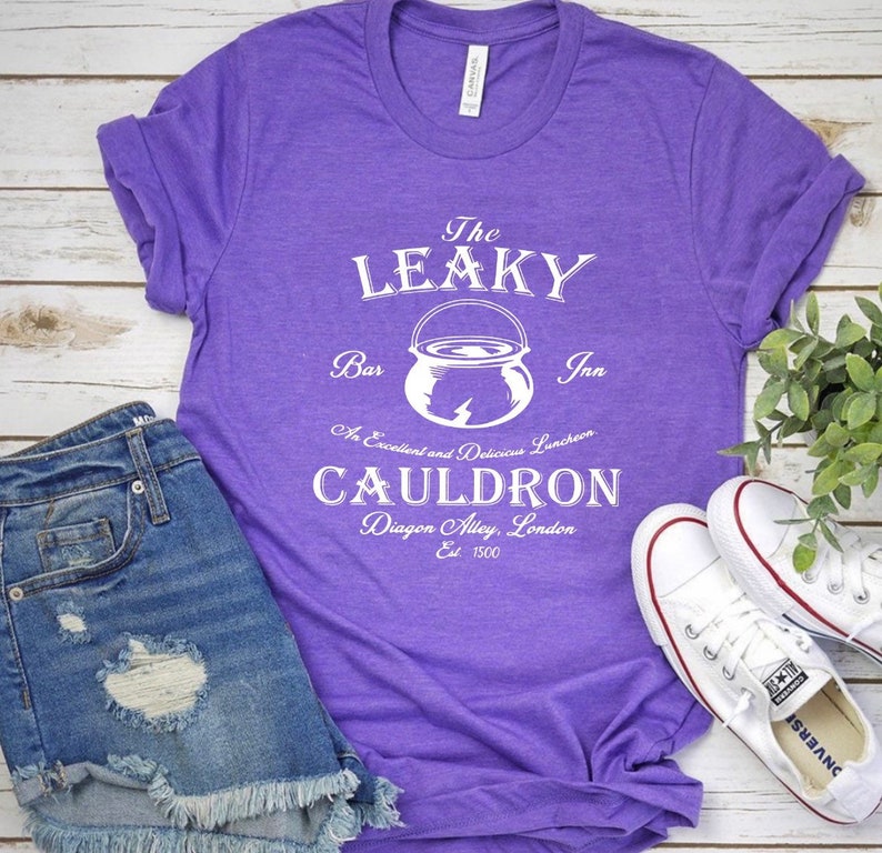 Leaky Cauldron, Wizard Shop, Wizard Shirt, Wizard world shirt, book reading magic shirt, bookish shirt, family vacation Heather Purple