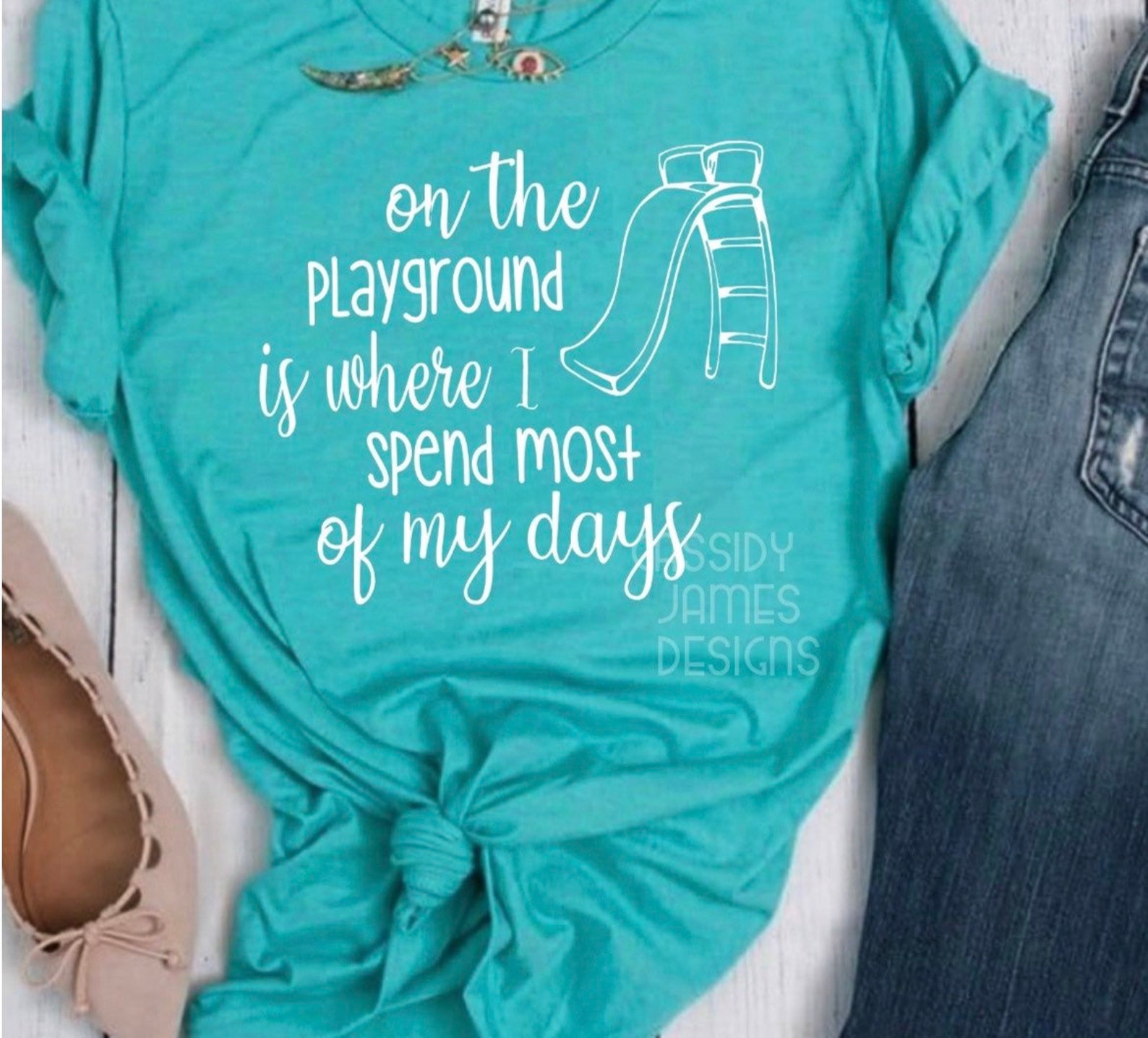 Funny Teacher Shirt on the Playground With Slide Living on - Etsy
