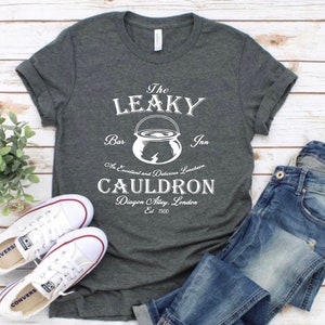 Leaky Cauldron, Wizard Shop, Wizard Shirt, Wizard world shirt, book reading magic shirt, bookish shirt, family vacation Deep Heather Gray