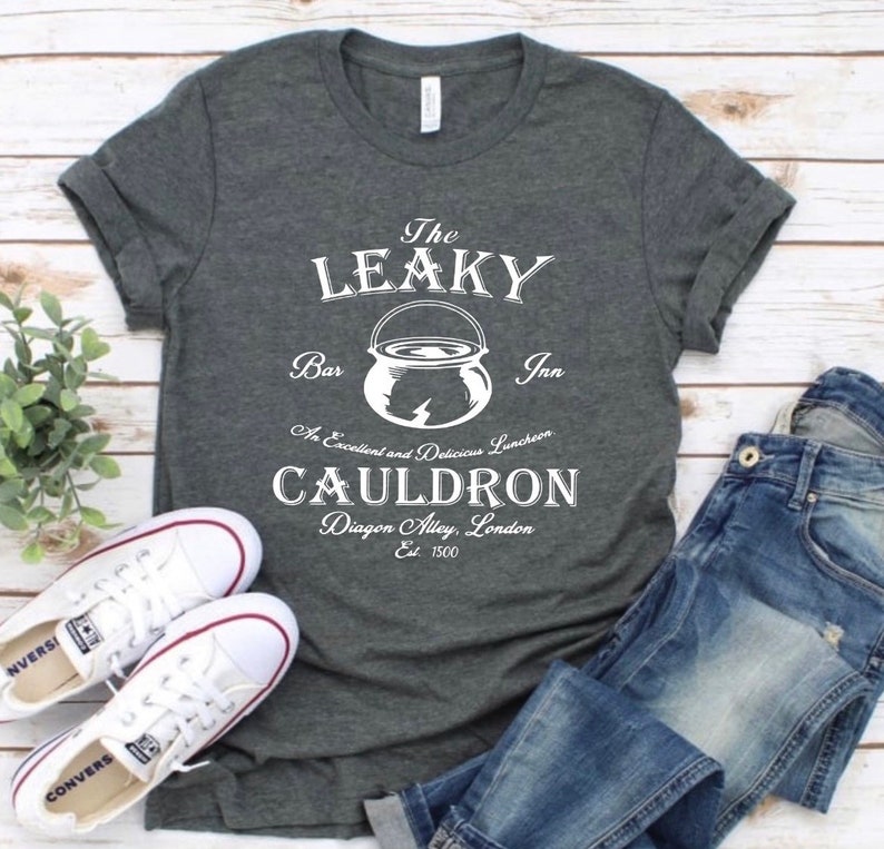 Leaky Cauldron, Wizard Shop, Wizard Shirt, Wizard world shirt, book reading magic shirt, bookish shirt, family vacation Deep Heather Gray