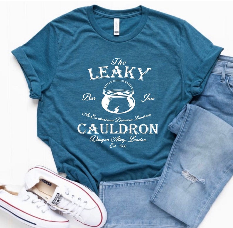 Leaky Cauldron, Wizard Shop, Wizard Shirt, Wizard world shirt, book reading magic shirt, bookish shirt, family vacation Heather Blue