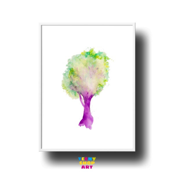 botanical watercolor, kids poster, tree of life painting, printable wall art, botanical print download, watercolor art