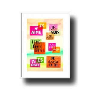 Positive Affirmations For Kids, Daily Affirmations For Teens, Bedroom Decor Inspiration, French Printable Poster
