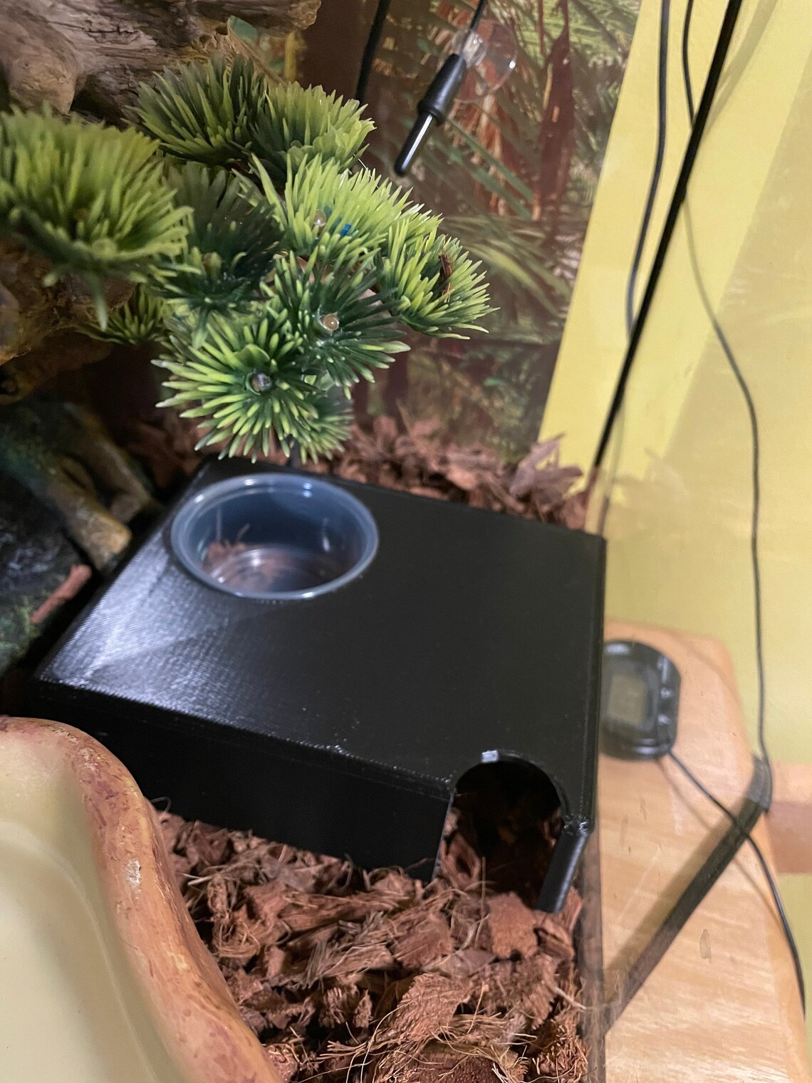 Reptile hide with water bowl Etsy