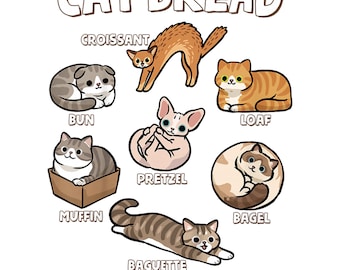 Cat Bread Cute Baking Feline SVG PNG Bakery Kitten Pun Shirt Cricut DTF
