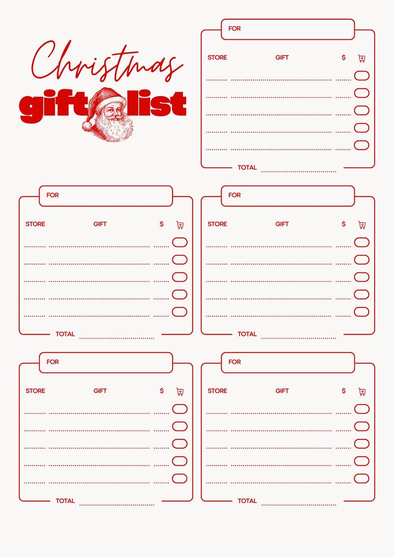 Editable Christmas Gift List Printable | Red and White Holiday Planner ...