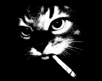 Funny Smoking Cat High Contrast SVG PNG Sassy Meme Design Shirt Cricut DTF