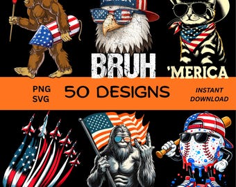 4th Of July PNG Svg Bundle, Patriotic USA Retro Independence Day Shirt DTF, America Freedom Sublimation, July 4th Digital Download