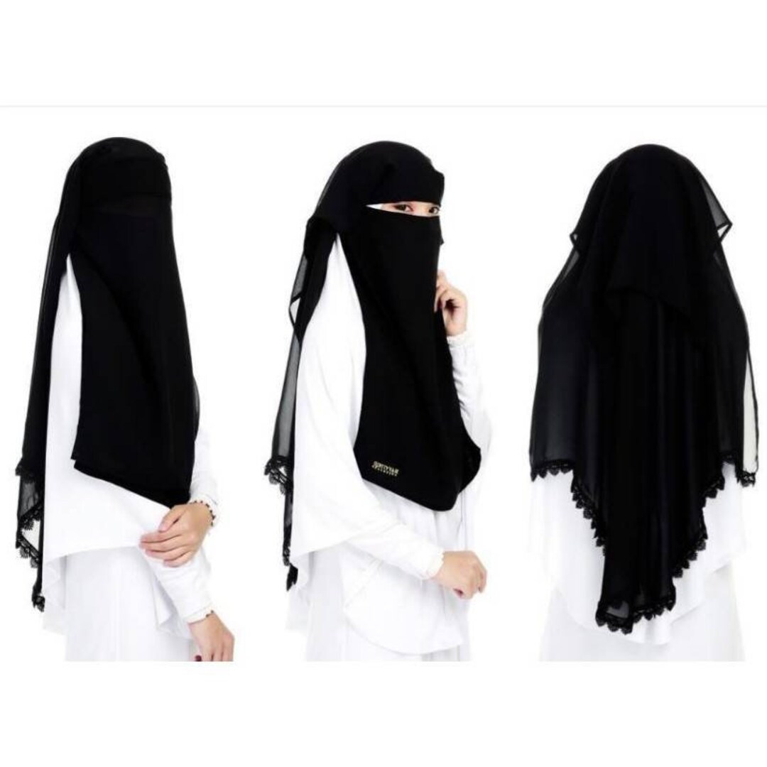 Yamani Niqab Black Niqab Closed Face Niqab Chiffon Niqab