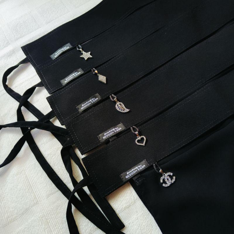 Black niqab, niqab with pendulum, closed face niqab, chiffon niqab, Islamic veil, hard pad niqab