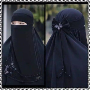 Niqab, black niqab, Butterfly niqab, lace niqab, closed face niqab, chiffon niqab, Islamic veil, black hijab