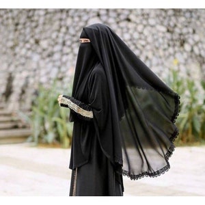 Yamani niqab, black niqab, closed face niqab, chiffon niqab, Islamic veil (not include hijab)