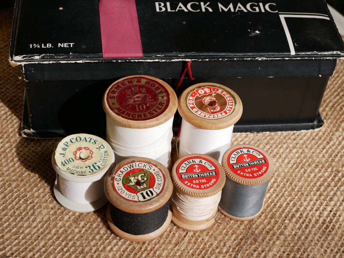 Vintage Black Magic Box Filled with Haberdashery Items Clark Etsy