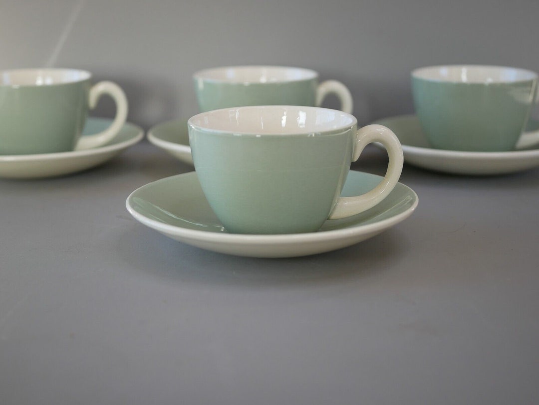 Vintage Poole Pottery Coffee Cup Set of 4 Green Tea Cups Etsy