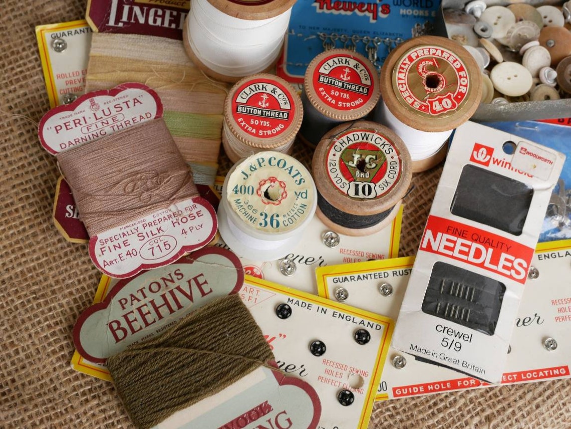 Vintage Black Magic Box Filled with Haberdashery Items Clark Etsy