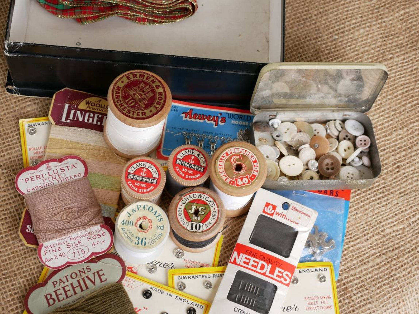 Vintage Black Magic Box Filled with Haberdashery Items Clark Etsy