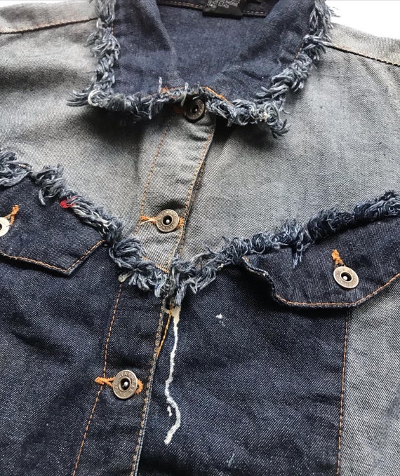Vintage Handcrafted Western Patchwork Denim Jacke… - image 8