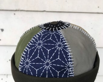 Cappello da Docker patchwork vintage Boro Cap Patchwork Multi Culorblock Fatto a mano Tessuto Cucito Punto Cinturino regolabile Ricamo unico Straccio misto Rielaborazione