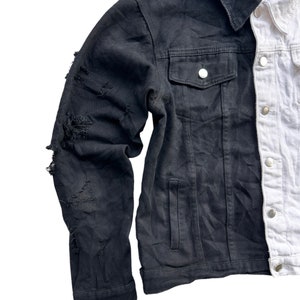 Black And White Denim Jacket 2026.Vintage Seperable Black White Split Tone Denim Trucker Jackets Upcycled ...