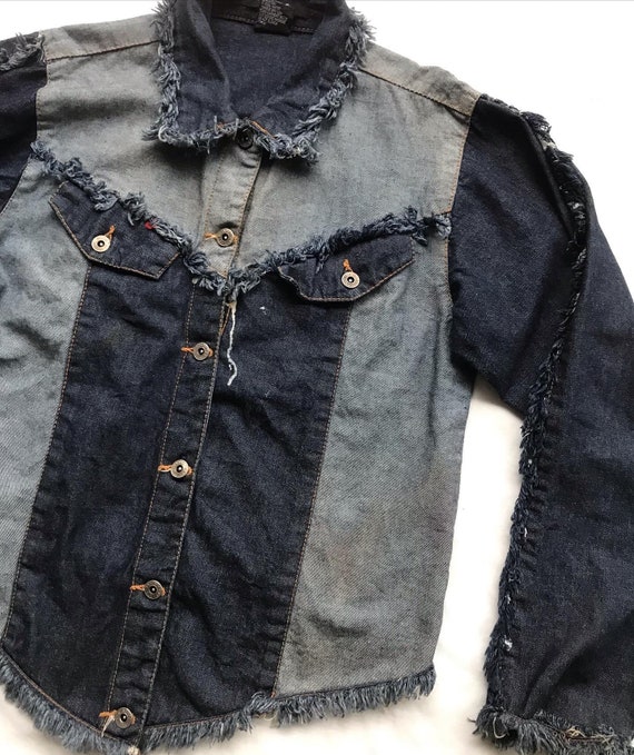 Vintage Handcrafted Western Patchwork Denim Jacke… - image 6