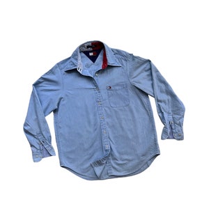 Camisa usada para hombre y mujer Chambray auténtica vintage ligera de mezclilla azul Tom Y2K bordada moda hipster ropa de calle retro clásica única Ra