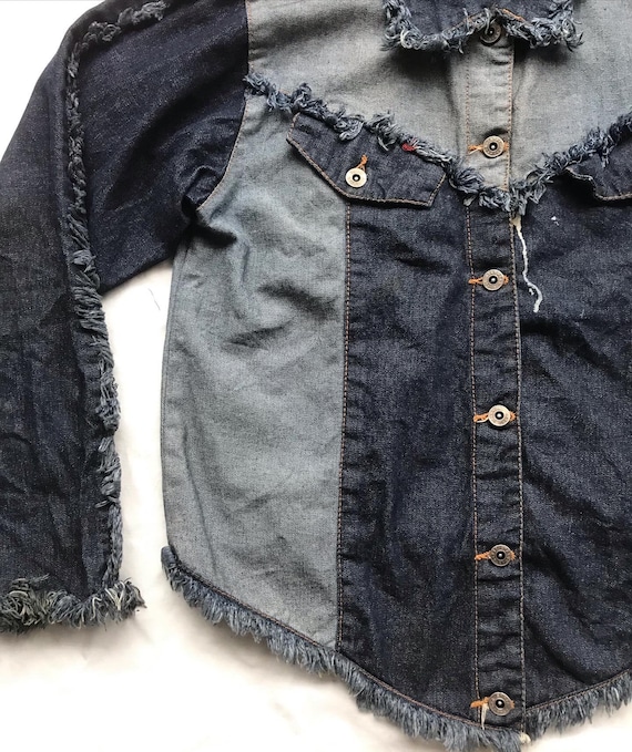 Vintage Handcrafted Western Patchwork Denim Jacke… - image 5