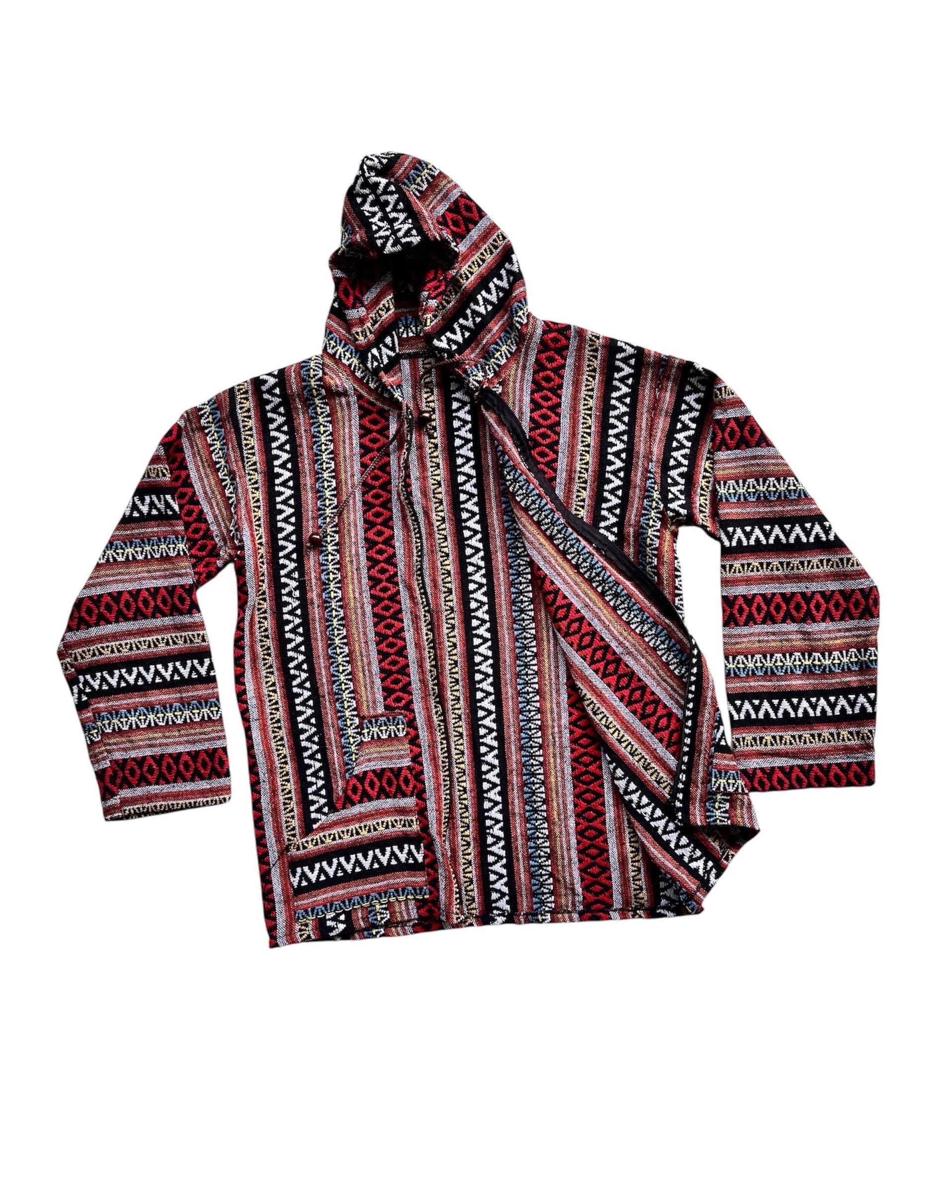 Unique Rare Vintage Mexican Style Hoodie Baja Coat Boho Hippie 
