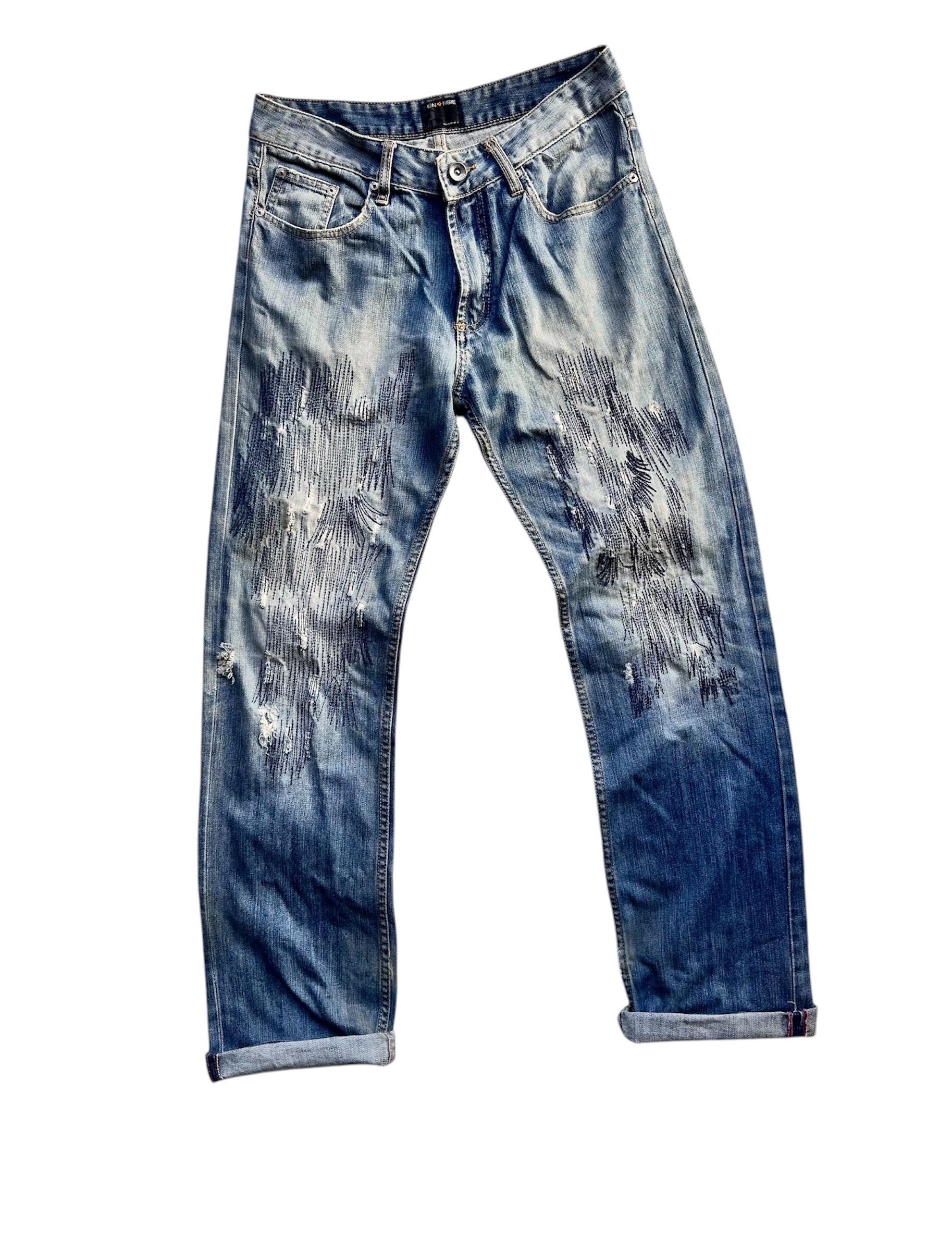 ABCFABRIC BRAND 刺し子　リペア加工　デニムパンツ　W29 ABC様専用FABRIC BRAND 刺し子 リペア加工 デニムパンツ W29