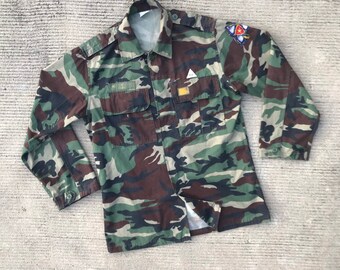 Men Vintage Woodland Camouflage Camo Jacket Shirt Legend Che Men Vintage Woodland Camouflage Camo Jacket Shirt Legend Che