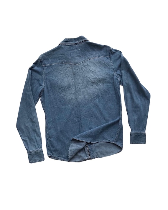 Men’s Blue Indigo Denim Shirts Vintage Authentic Jean… Gem