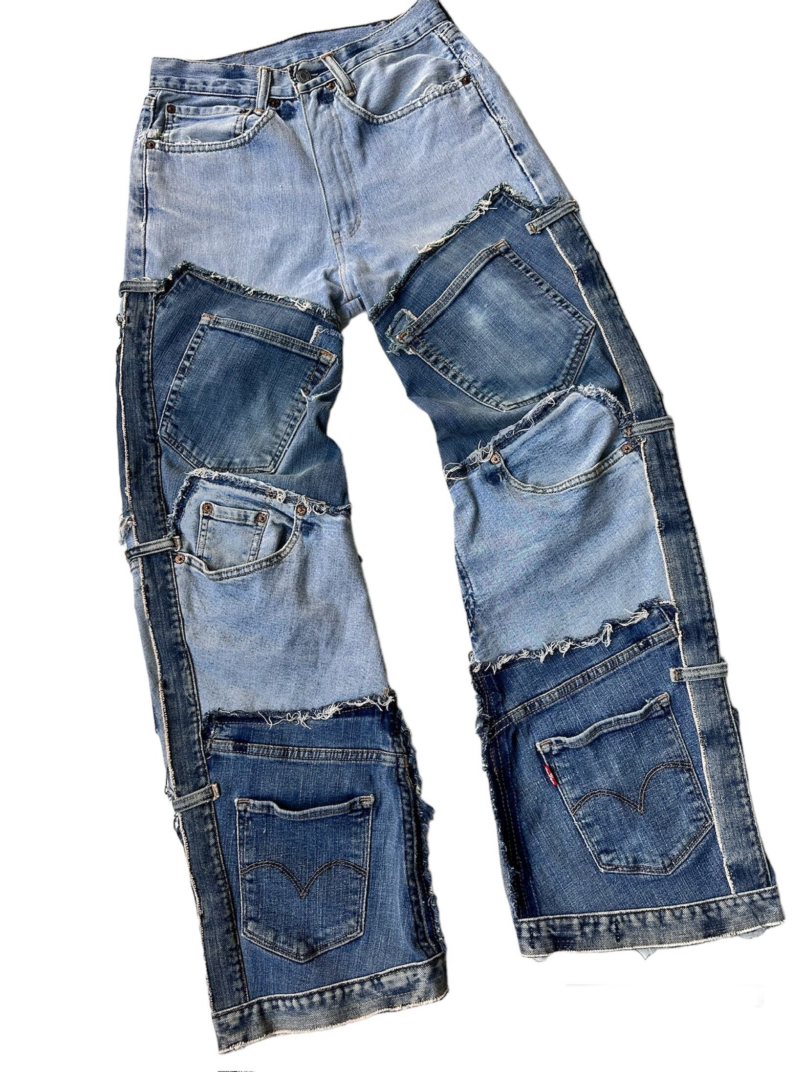 Patchwork Retro Washed Jeans Women