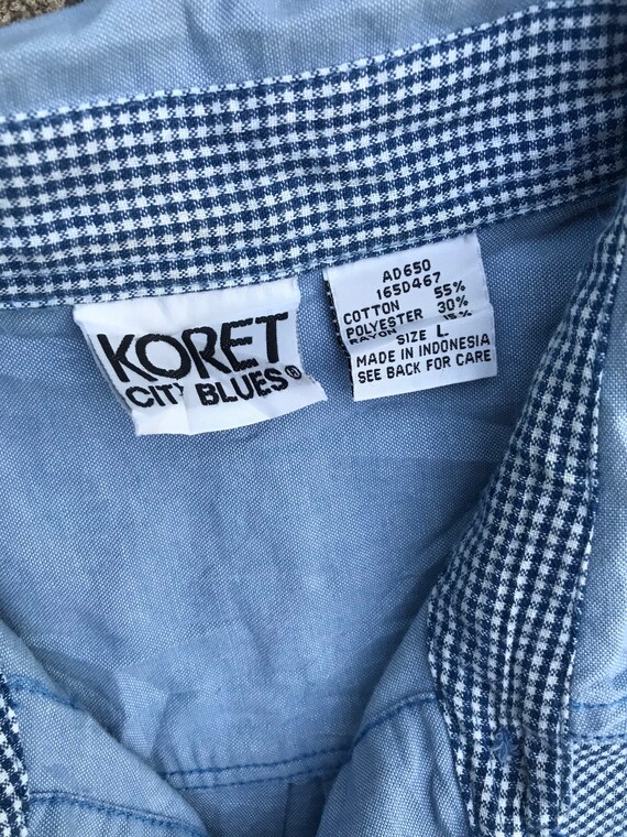 Men Vintage Patchwork Embroidery Chambray Top Sho… - image 8