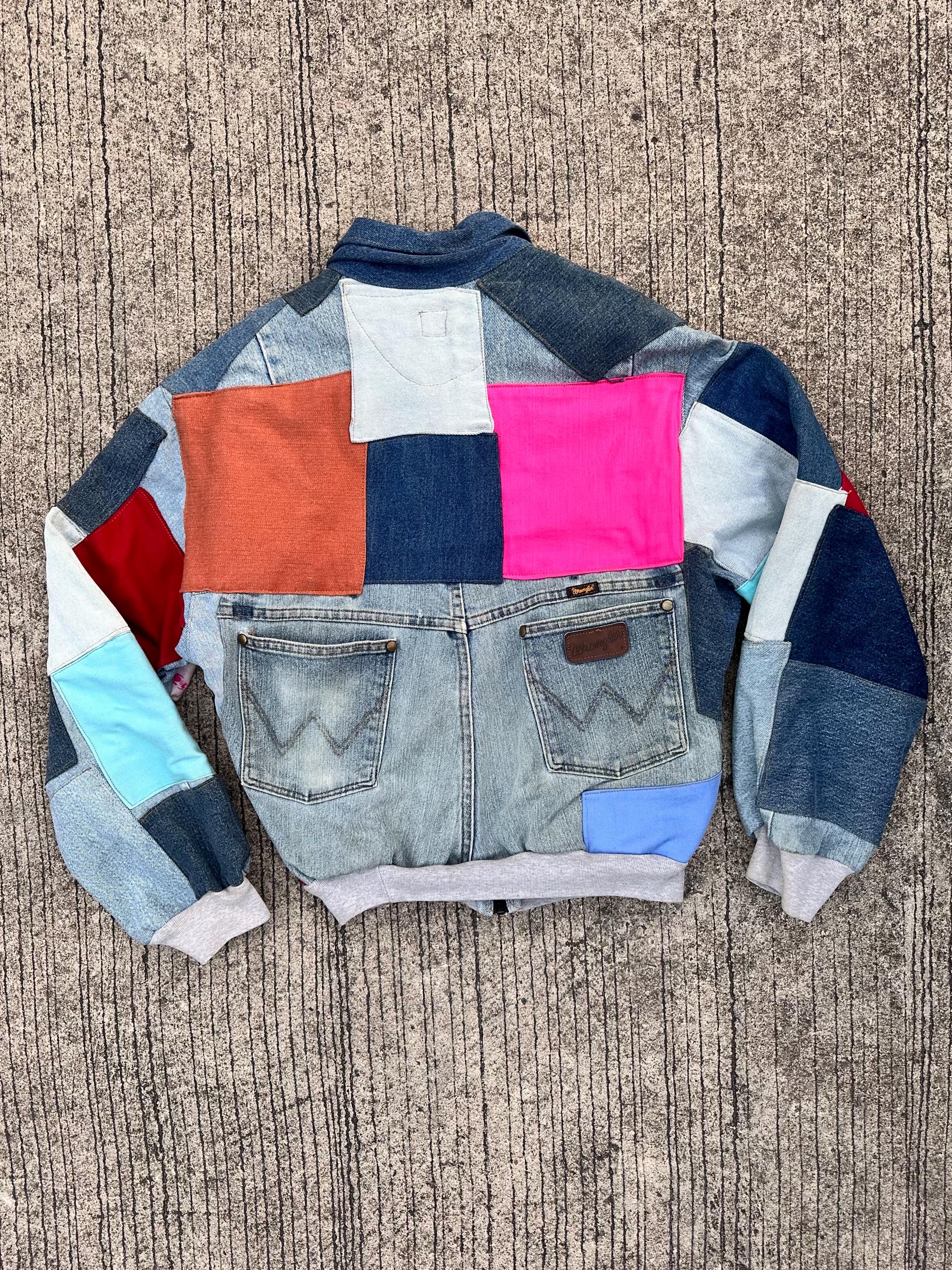 Vintage Unique Handmade Custom Upcycled Jeans Rag Denim Bomber Jacket ...