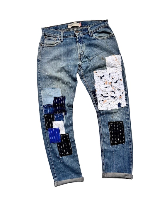 Rare Unique Vintage Patchwork Jeans Reworked Remake Artwork